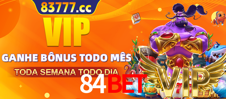 Banner promocional do 84bet oferecendo 100% de recompensas adicionais contínuas para quem fizer o login diário (Daily sign-in), com um mascote de coelho.